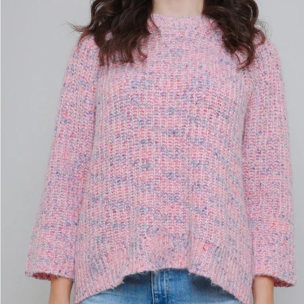 Autumn cashmere Shaker 3/4 Sleeve Hi Lo Crew - Birthday Cake size M NWT